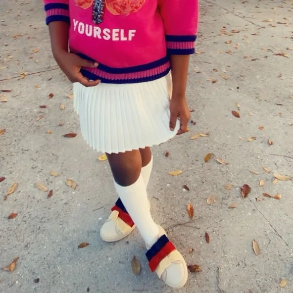 Gucci Kids Shoes with Red, Blue, and Cream Bows
